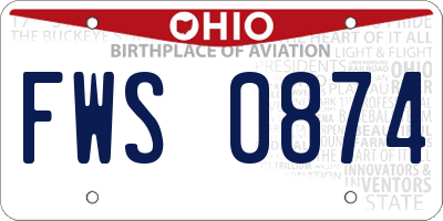 OH license plate FWS0874