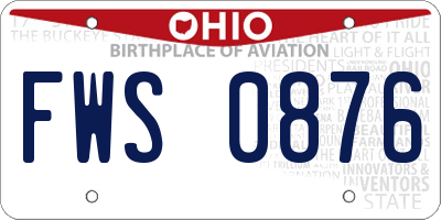 OH license plate FWS0876