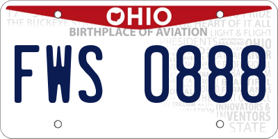 OH license plate FWS0888