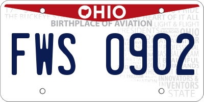 OH license plate FWS0902