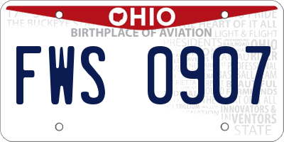 OH license plate FWS0907