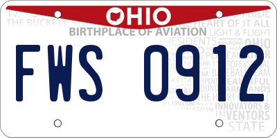 OH license plate FWS0912