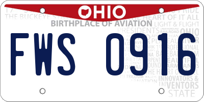 OH license plate FWS0916