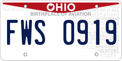 OH license plate FWS0919