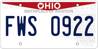 OH license plate FWS0922