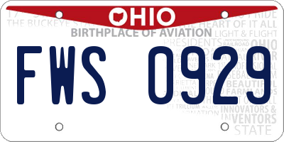 OH license plate FWS0929