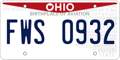 OH license plate FWS0932
