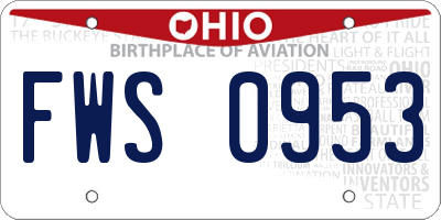 OH license plate FWS0953
