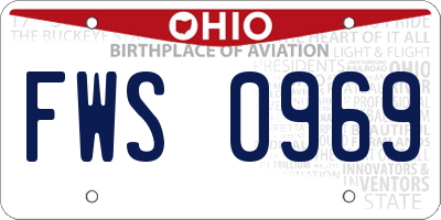 OH license plate FWS0969
