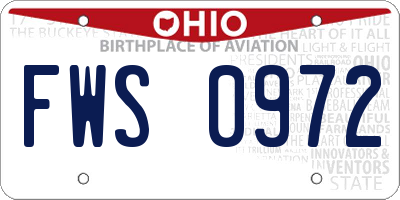 OH license plate FWS0972