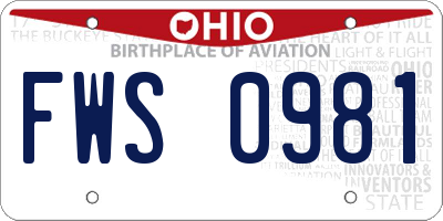 OH license plate FWS0981