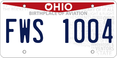 OH license plate FWS1004