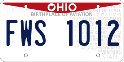 OH license plate FWS1012