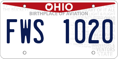 OH license plate FWS1020