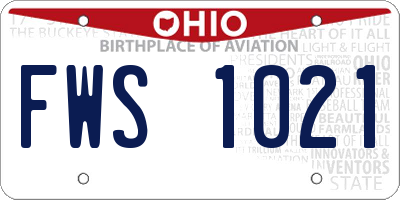 OH license plate FWS1021