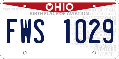 OH license plate FWS1029
