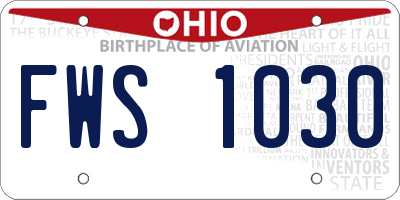 OH license plate FWS1030