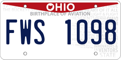 OH license plate FWS1098