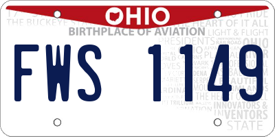 OH license plate FWS1149