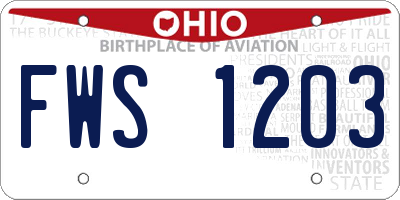 OH license plate FWS1203
