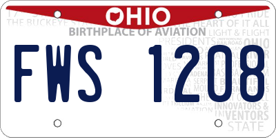 OH license plate FWS1208