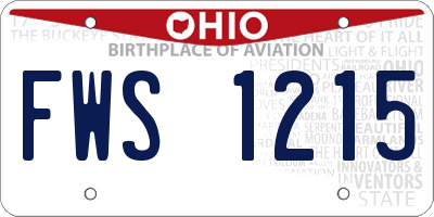 OH license plate FWS1215