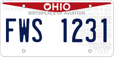 OH license plate FWS1231