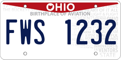 OH license plate FWS1232