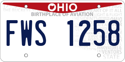 OH license plate FWS1258
