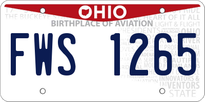 OH license plate FWS1265