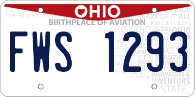 OH license plate FWS1293