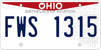 OH license plate FWS1315