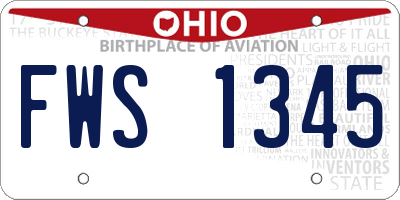 OH license plate FWS1345