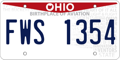 OH license plate FWS1354
