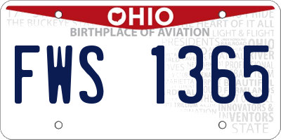 OH license plate FWS1365