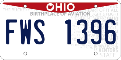 OH license plate FWS1396
