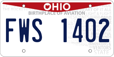 OH license plate FWS1402