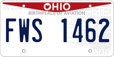 OH license plate FWS1462