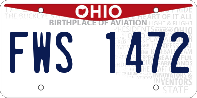 OH license plate FWS1472
