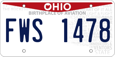 OH license plate FWS1478