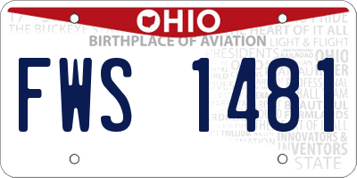 OH license plate FWS1481