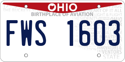 OH license plate FWS1603