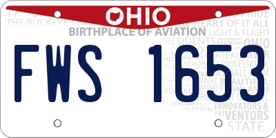 OH license plate FWS1653