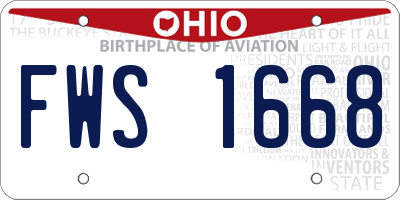 OH license plate FWS1668
