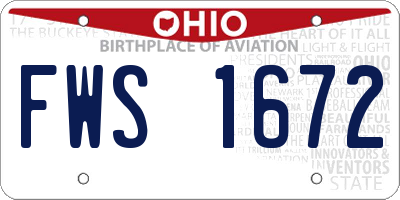 OH license plate FWS1672