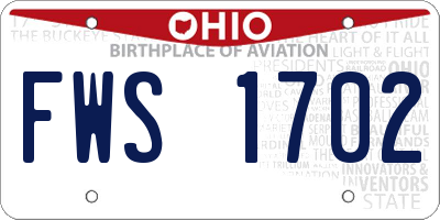 OH license plate FWS1702