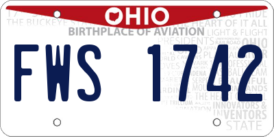 OH license plate FWS1742