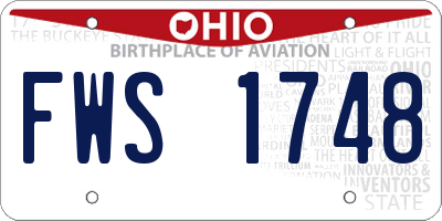OH license plate FWS1748