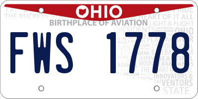 OH license plate FWS1778