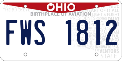 OH license plate FWS1812